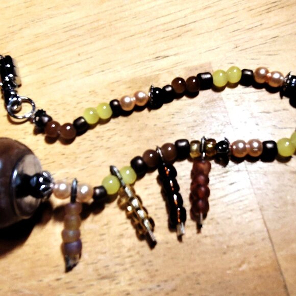 Handmade 14" choker, Glass Beaded "Fringe" boho/artisan Necklace. SHIPS FREE - Picture 8 of 10